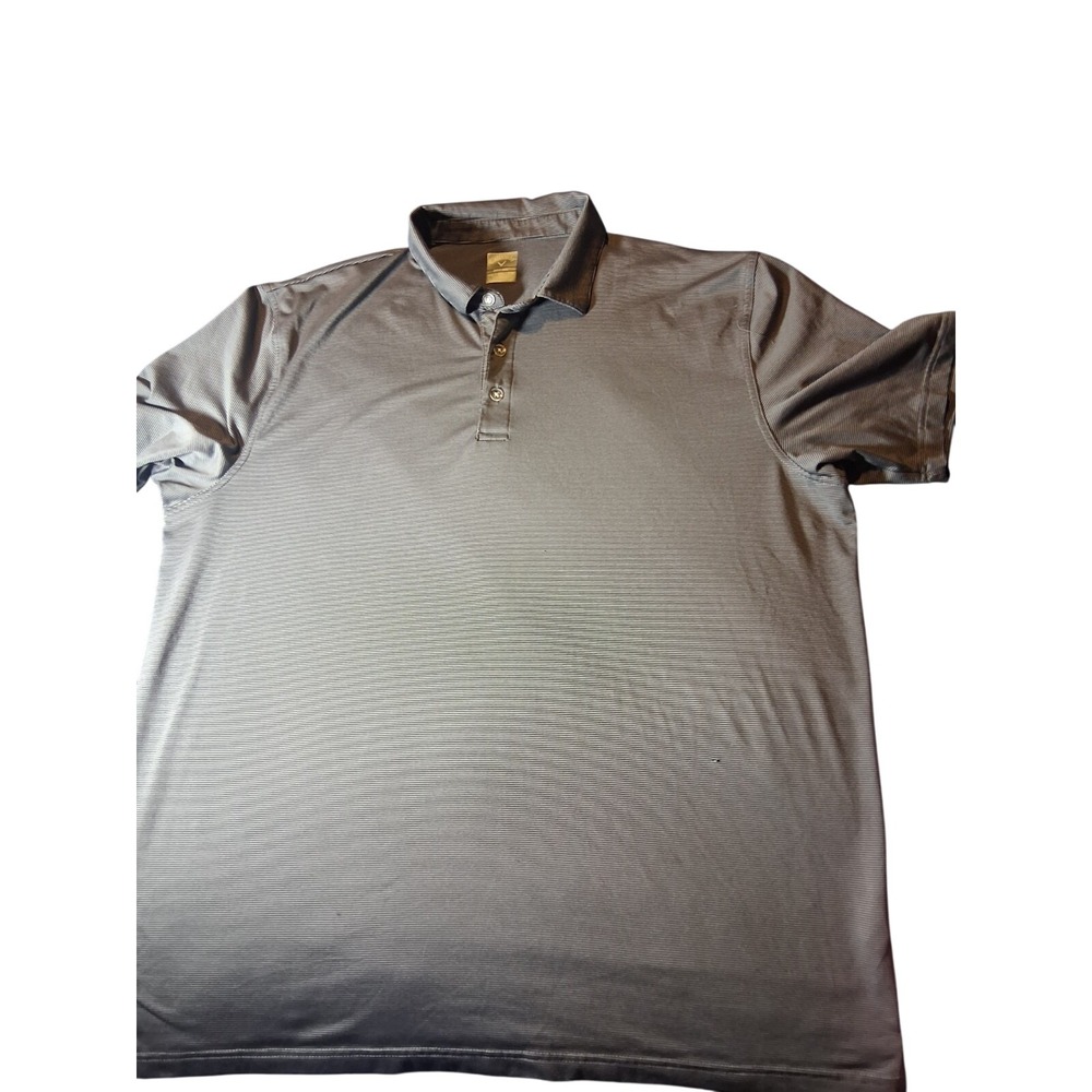 Callaway Opti Dri Polo Shirt Men's XXL Gray Striped Golf Performance Chest Logo